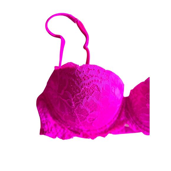 Pink Victoria's Secret Date Push Up Bra 32C Womens Hot Pink Underwired - Picture 3 of 6